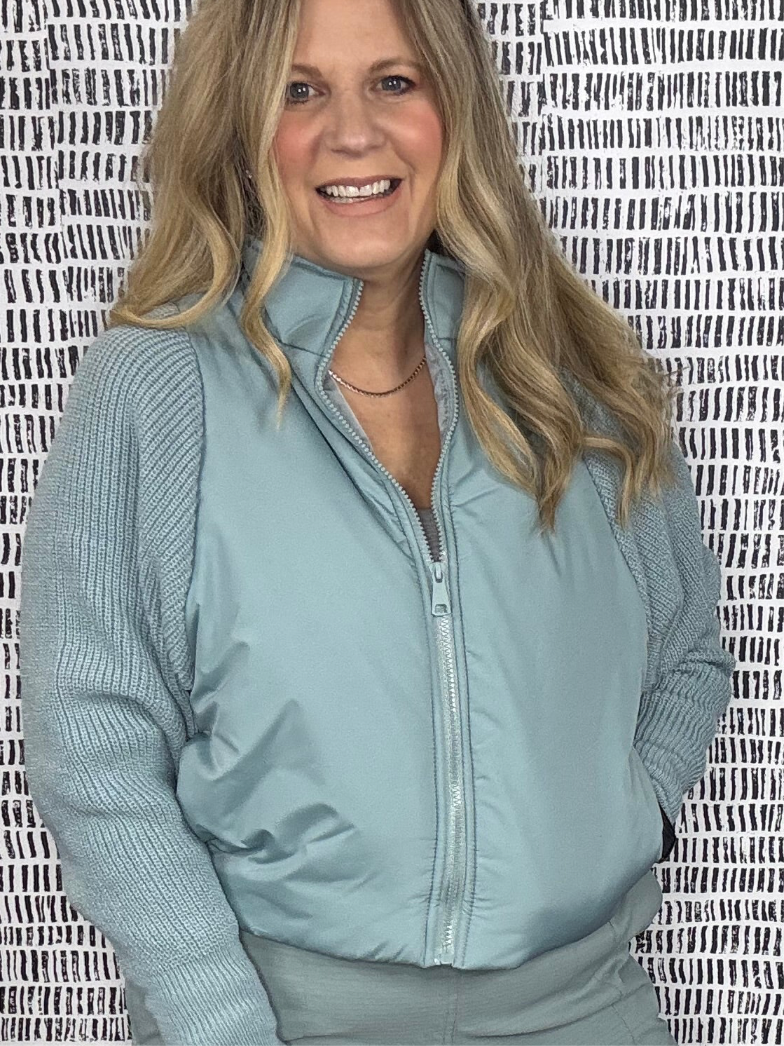 Nylon Trim Hybrid Zip Up