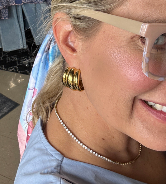 18K Gold Non-Tarnish Layered Statement Earring