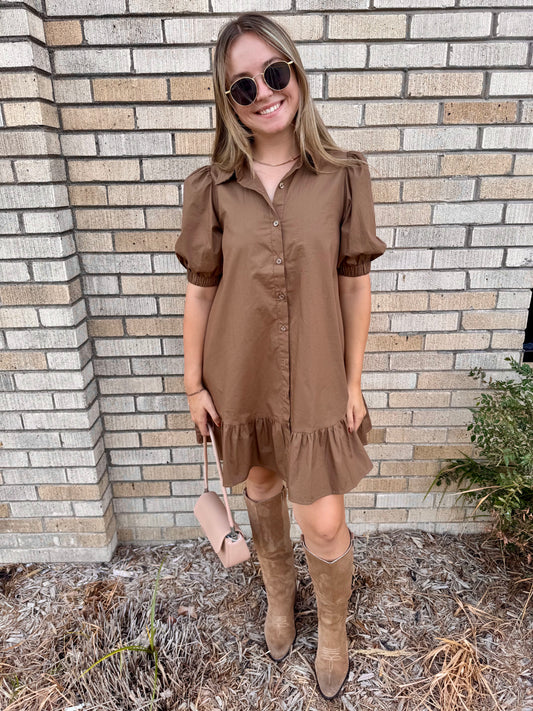 Levy Button Down Shift Dress