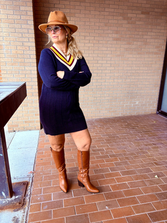 Corunna V-neck Mini Sweater Dress