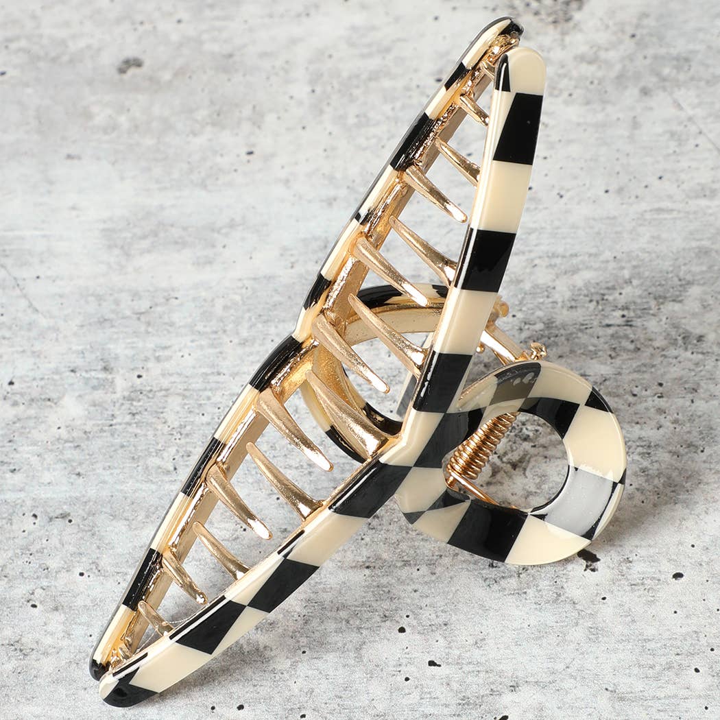 Checkered Pattern Thin Hair Claw Clip