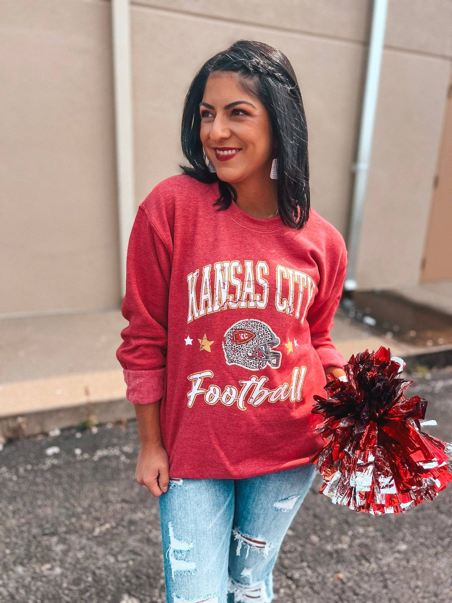 KC Football Leopard Helmet Sweatshirt
