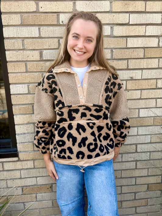 Leopard Fleece Pullover