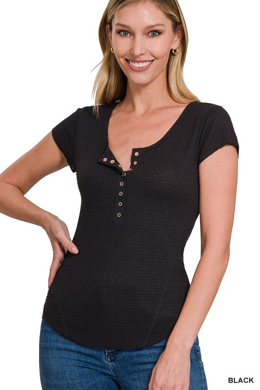 Baby Waffle Snap Button Top