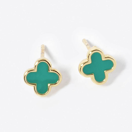 Gold-Dipped Clover Post Earrings