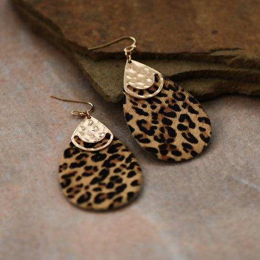 Leopard Teardrop Earrings
