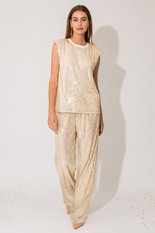 Sequins Straight Leg Pants