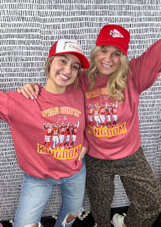 Kansas City Swag Surfin Heather Red Graphic Sweatshirt