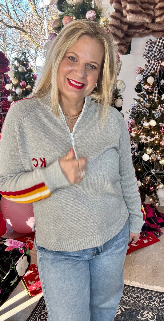 CUSTOM Chiefs 1/2 Zip Knit Sweater