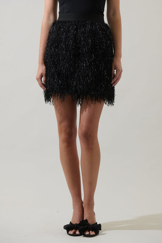 Himari Metallic Fringe Mini Skirt