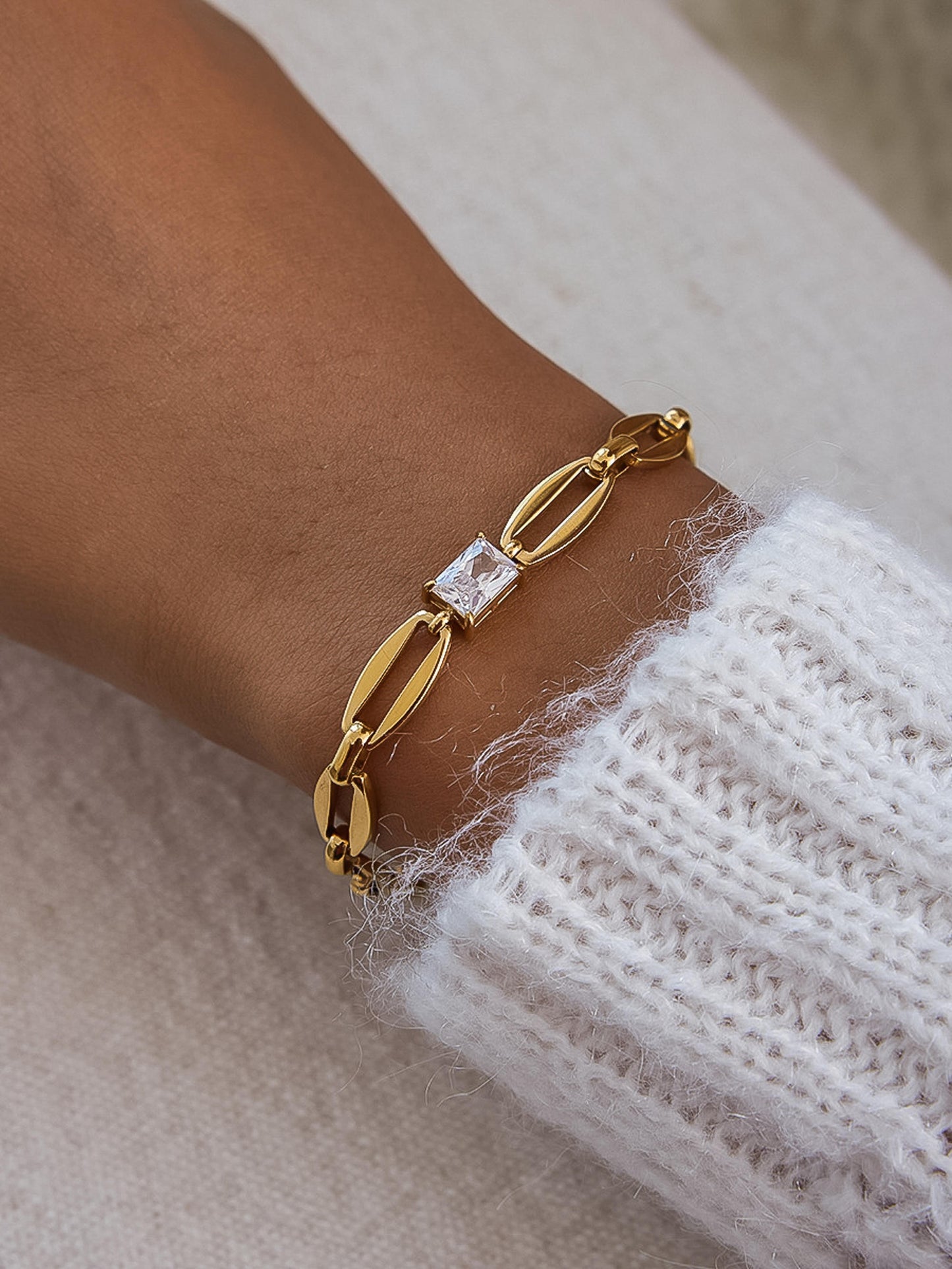 Melrose Link Chain Cz Bracelet