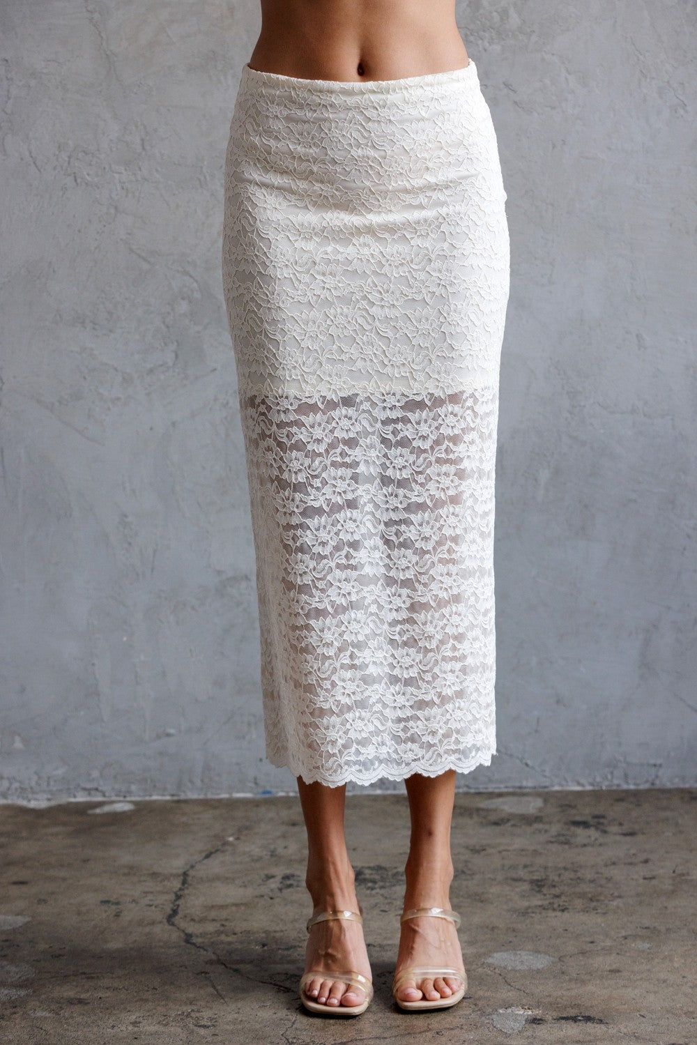 Bren Floral Laced Bodycon Midi Skirt