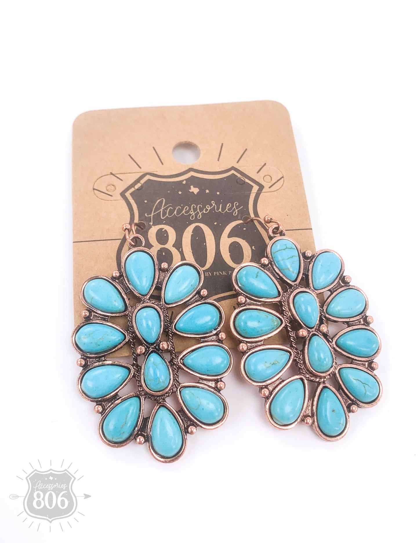 Oval flower earring with stones