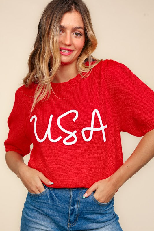 USA Letter Knit top