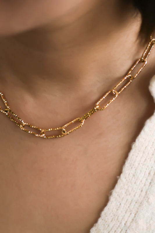 18K Etched Paperclip Chain Necklace