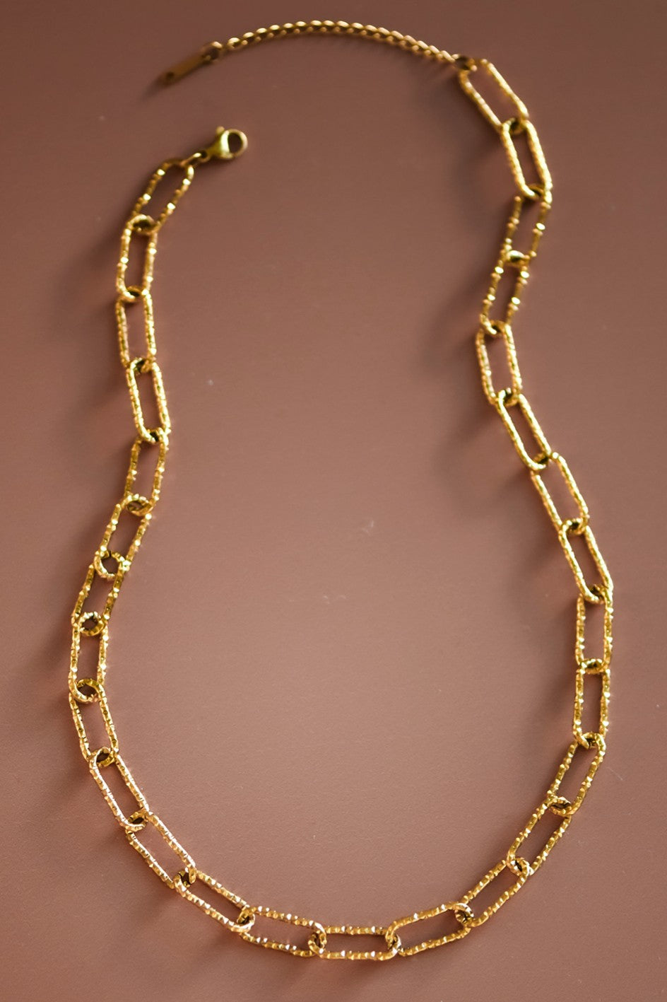 18K Etched Paperclip Chain Necklace
