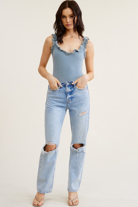 Ruffle Strap Detail Bodysuit