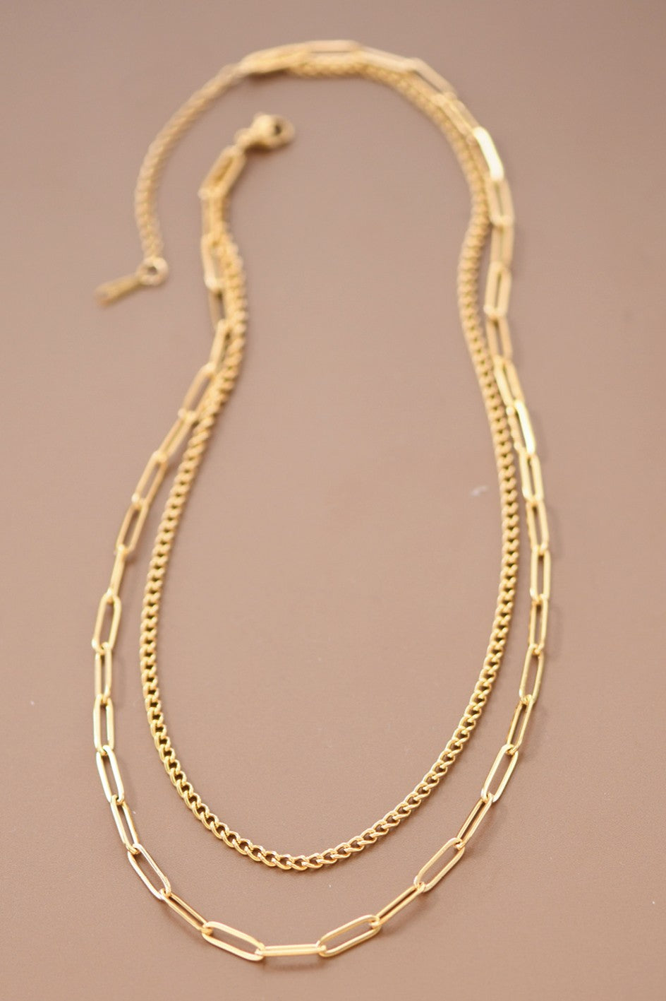 18K Mini Paperclip Chain Layered Necklace