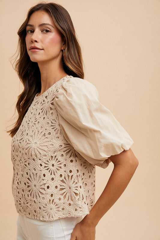 Demi Sequin Crochet Blouse