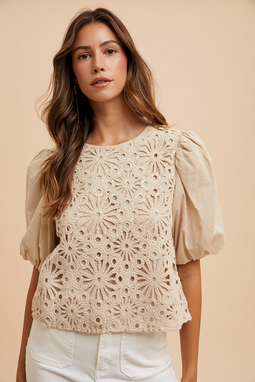Demi Sequin Crochet Blouse