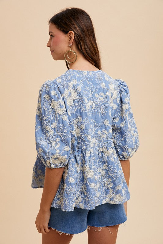 Camie Floral BabyDoll Front Tie Top