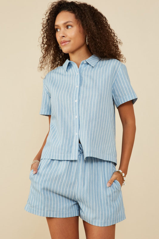 Pamela Pinstripe Button Up