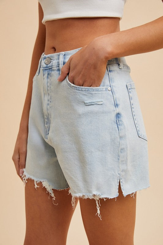 The Jen Comfort Stretch Distressed Hem Denim Shorts