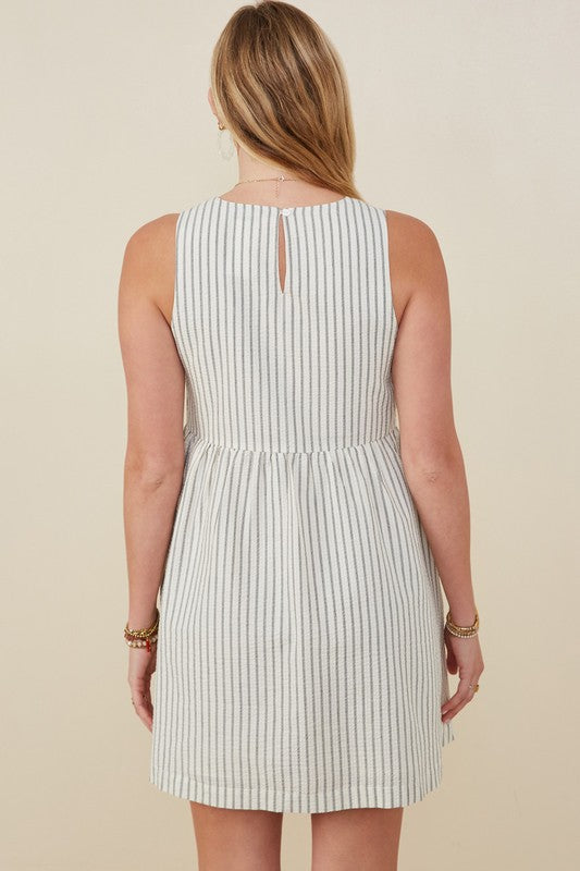 Breana Bow Front Tie Seer Sucker Dress