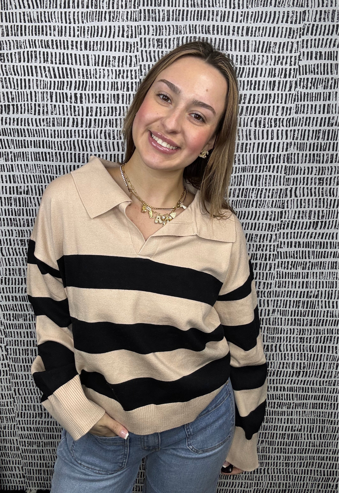 Polo Stripe Sweater Top