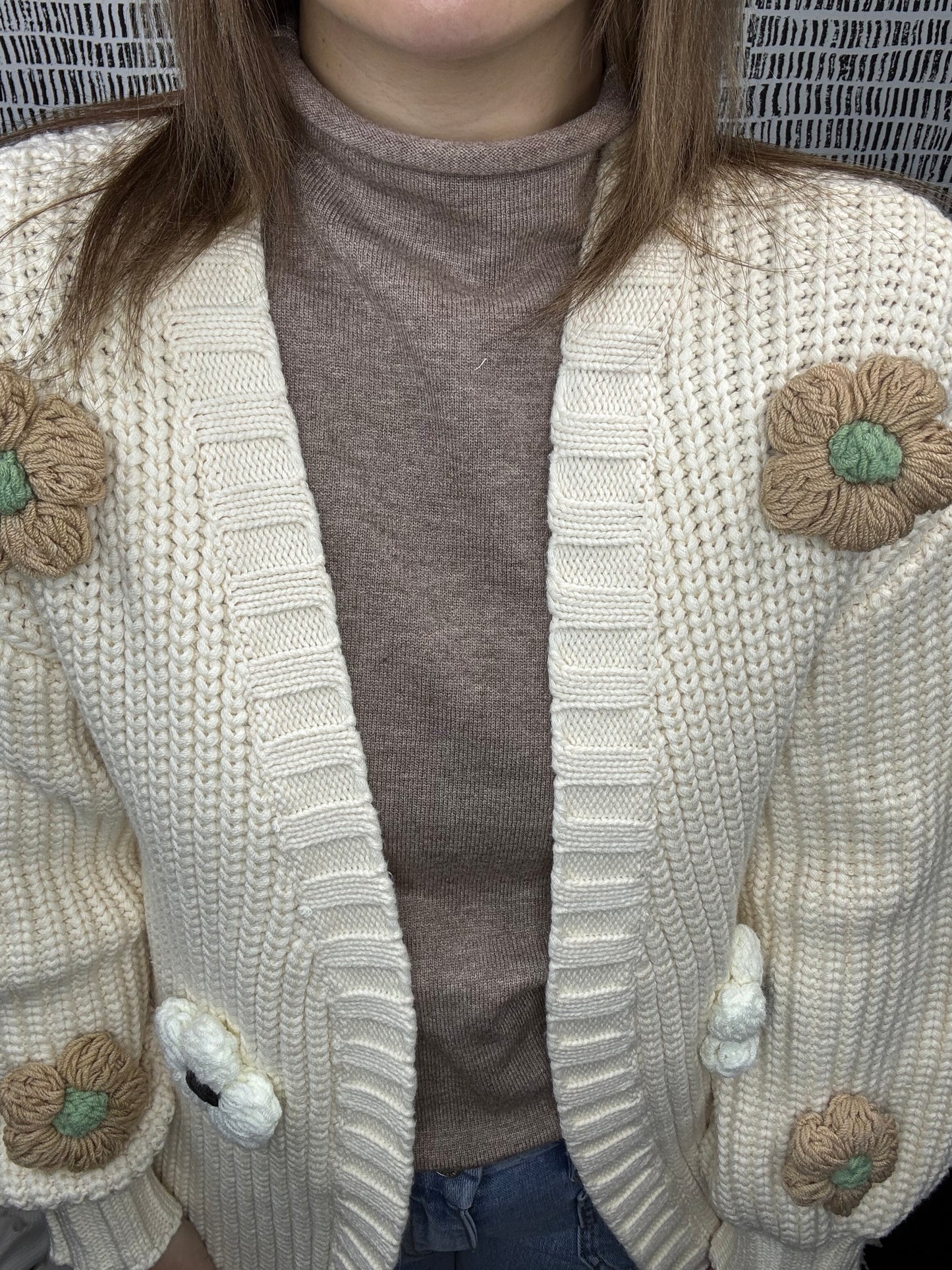 3D Chunky Flower Cardigan