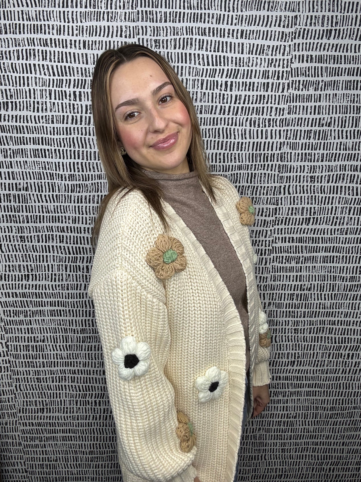 3D Chunky Flower Cardigan