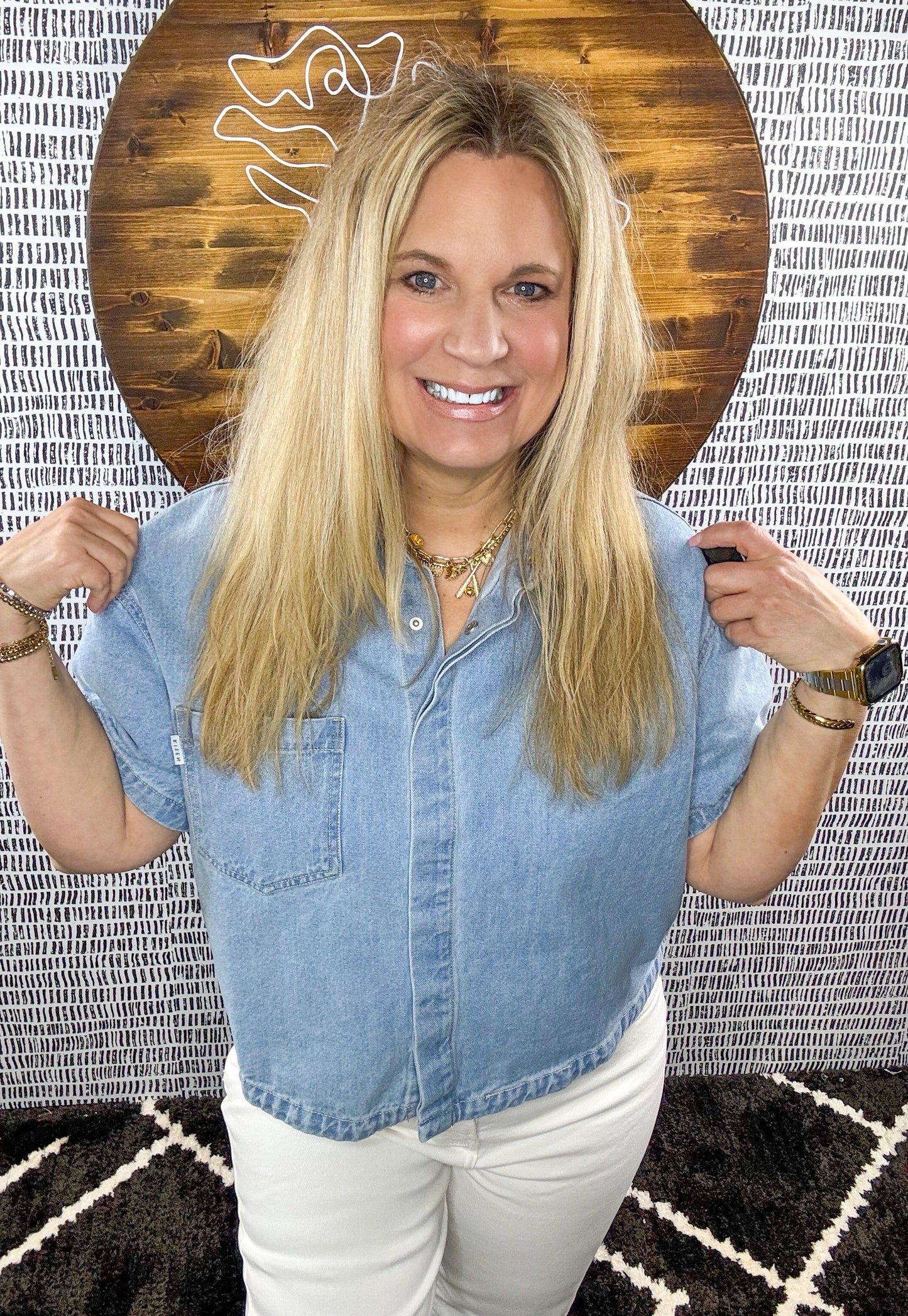 Rowan Cropped Risen Denim Top