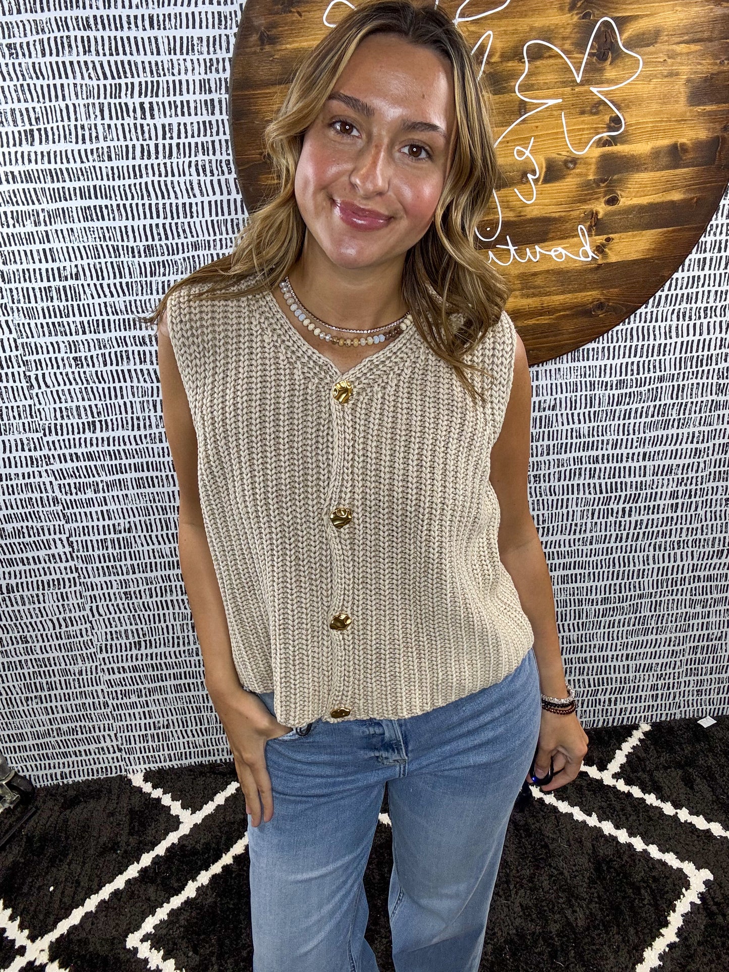 Lena Ribbing Knit Vest