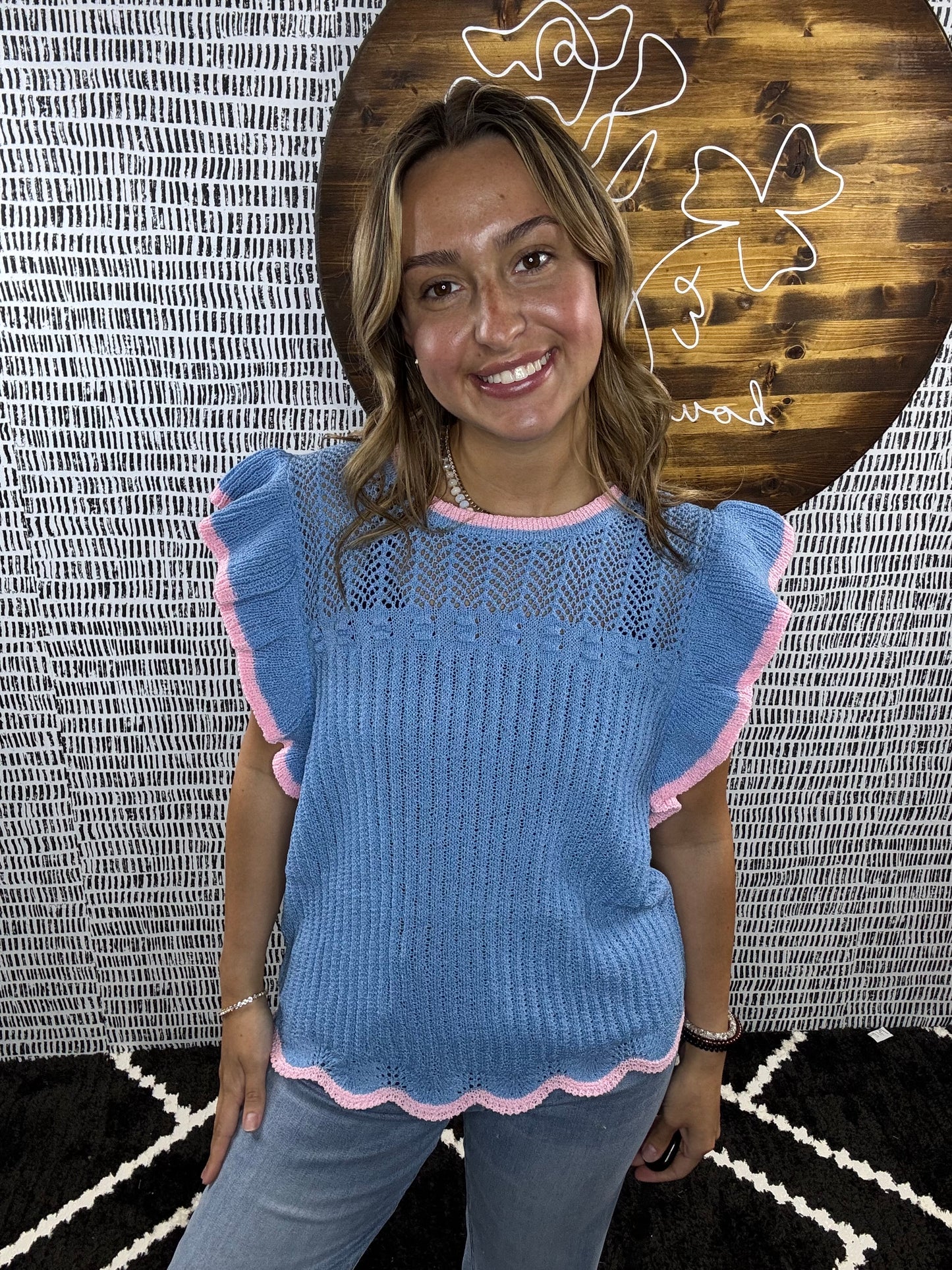 Katie Knit Ruffle Slv Top