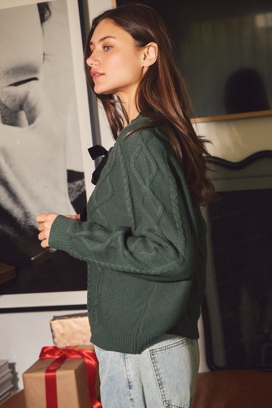 Bailey Cable Knit Crew Neck Cardigan