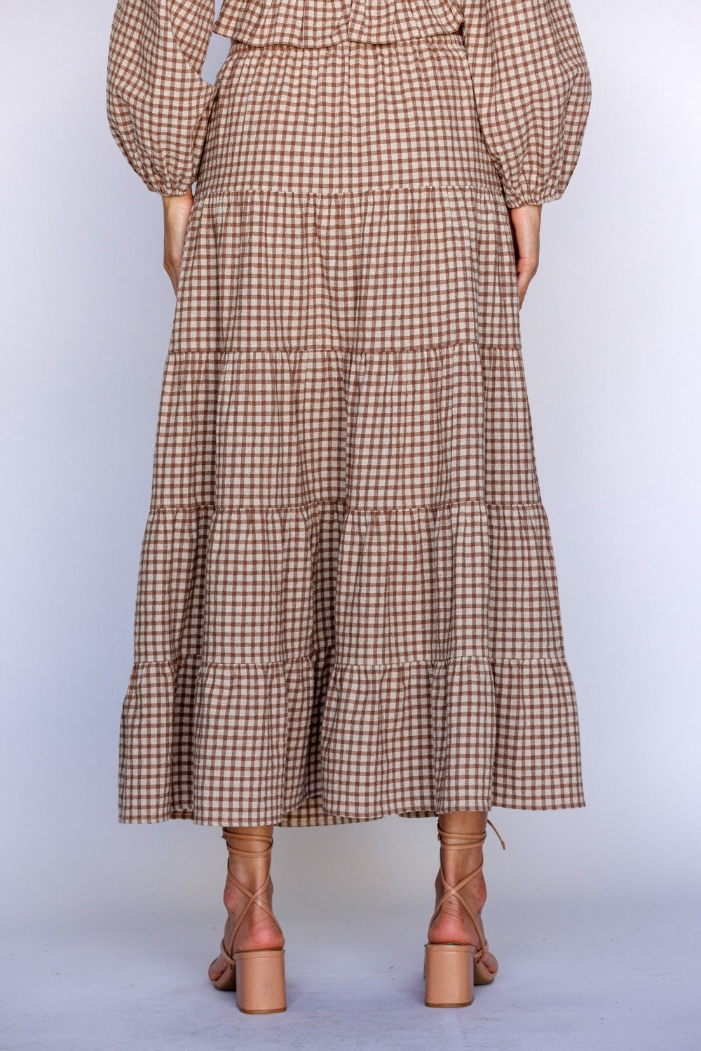 Ginni Gingham Maxi Tiered Skirt