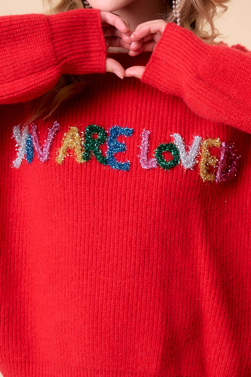 YOU ARE LOVED Sparkle Multi Letter Sweater