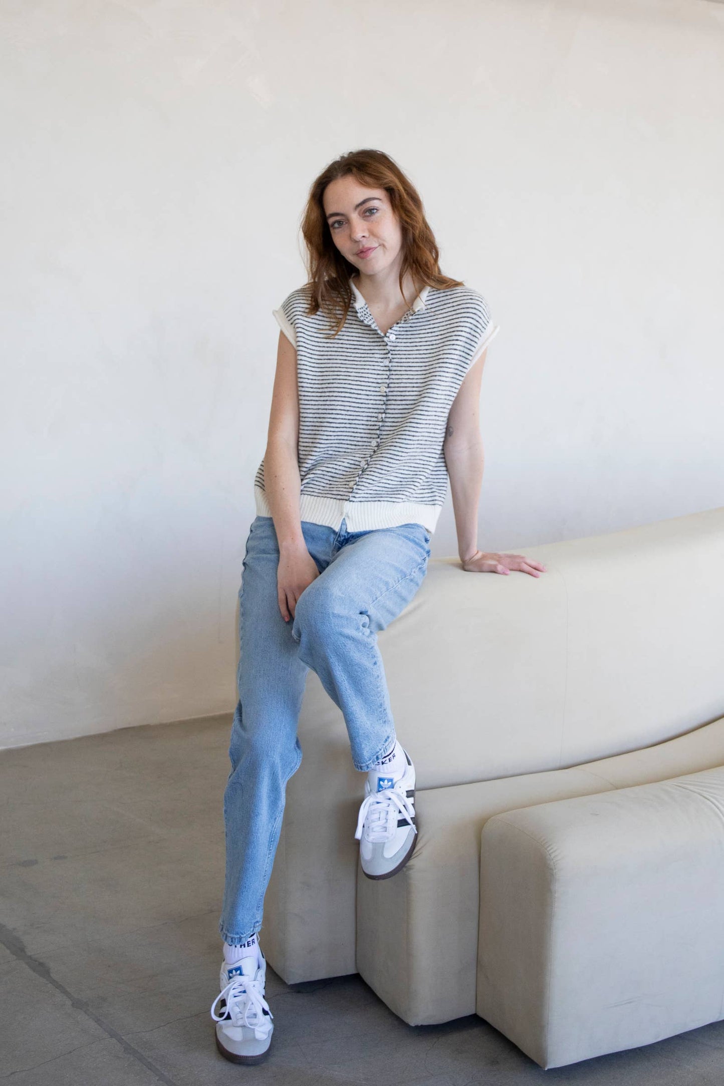 Abby Rose Striped Piper Vest Cardigan