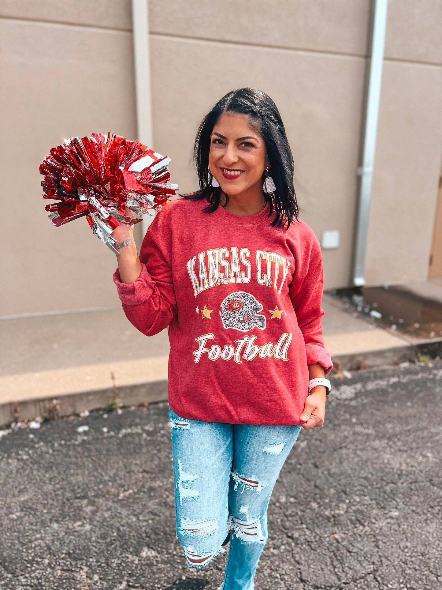 KC Football Leopard Helmet Sweatshirt