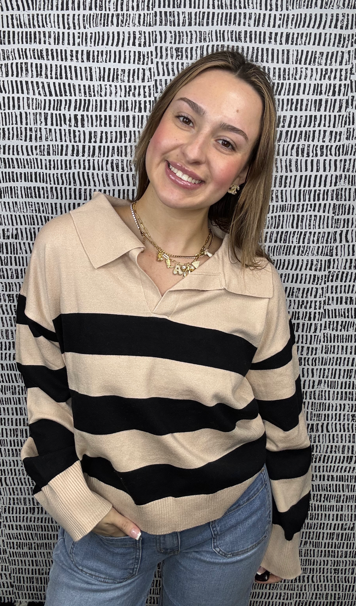 Polo Stripe Sweater Top