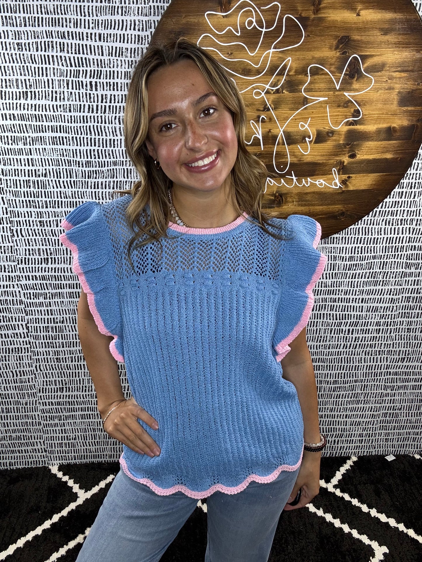 Katie Knit Ruffle Slv Top