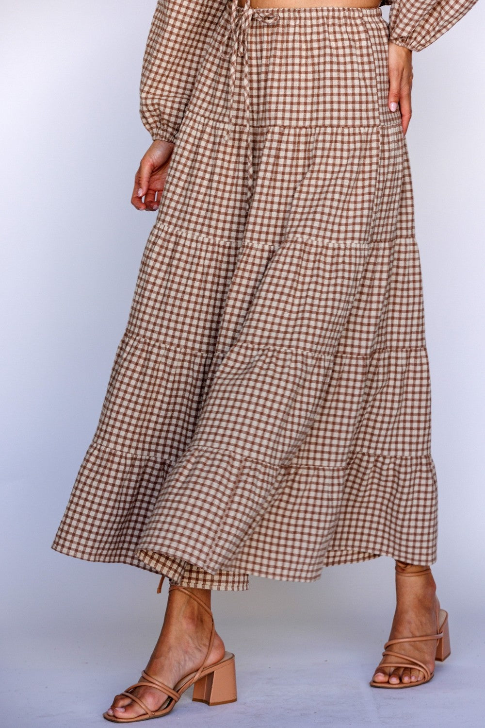 Ginni Gingham Maxi Tiered Skirt