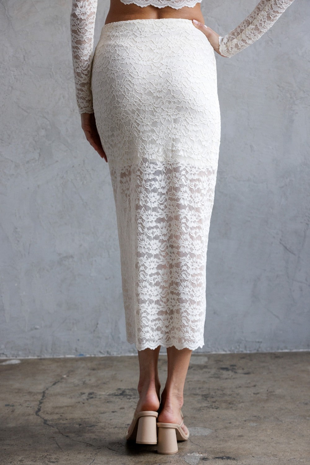 Bren Floral Laced Bodycon Midi Skirt