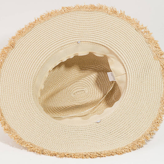 Straw Braided Fringe Fedora Hat