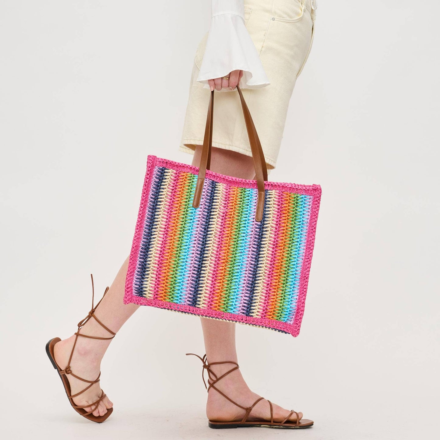 Candi Stripe Straw Beach Tote