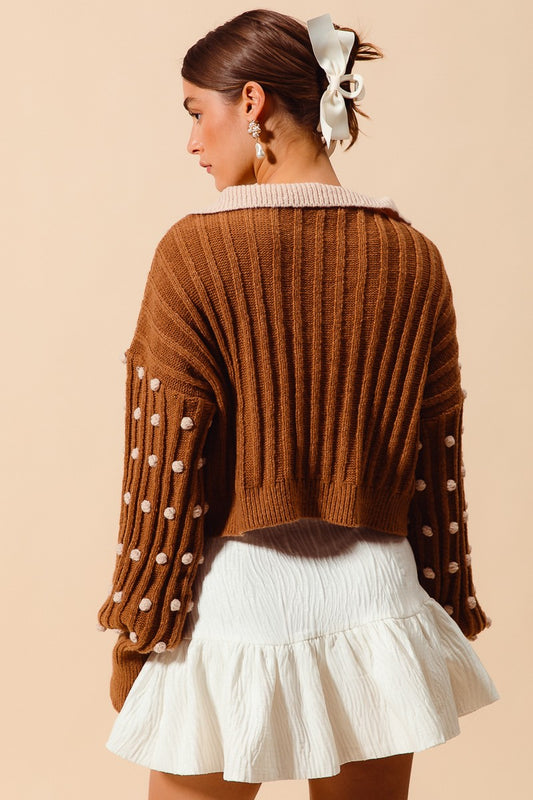 Puff Dot Sleeve Sweater