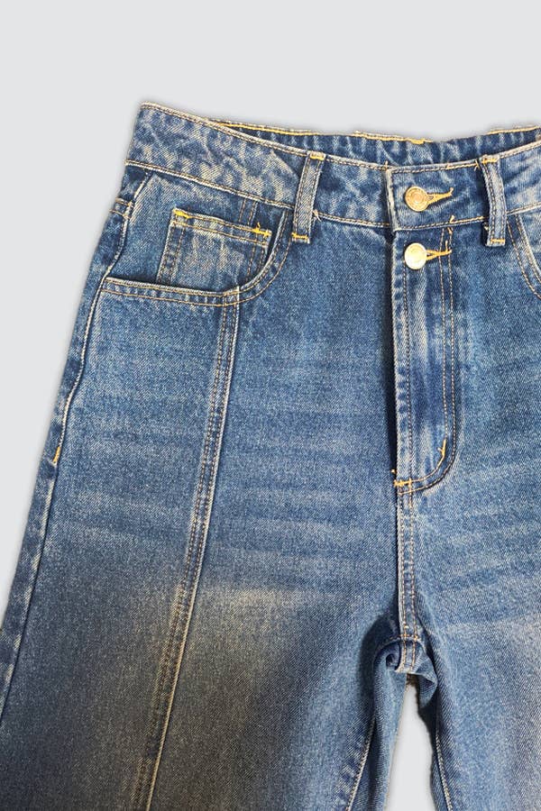 Jada Seam Detail High Waist Wide Leg Jeans