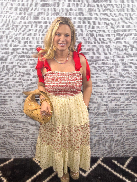 Mary Flower Print Midi Dress