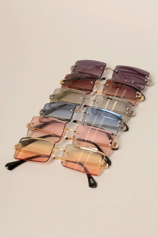 Rimless Rectangular Sunglasses