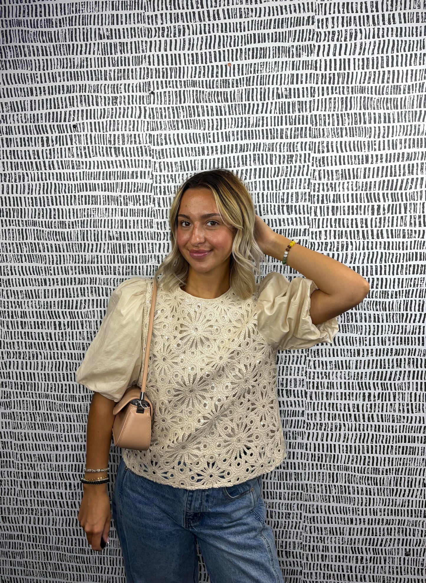 Demi Sequin Crochet Blouse